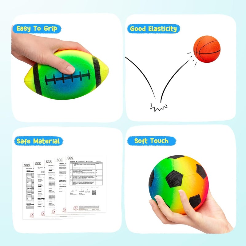 PlayZap 7-Piece Soft Ball Set for Toddlers & Kids - Includes 5” Playground Balls, Soccer, Football & Basketball - Great for Home, Yard, Pool, Classroom & Park for Boys & Girls - Image 3